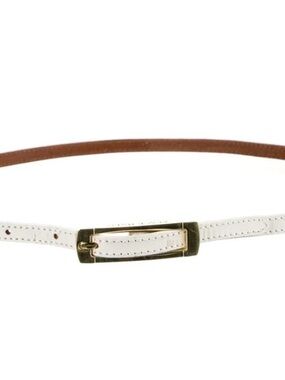 Black Halo Skinny Ivory Belt Gold Buckle Hardware Designer Ladies White Jackie O